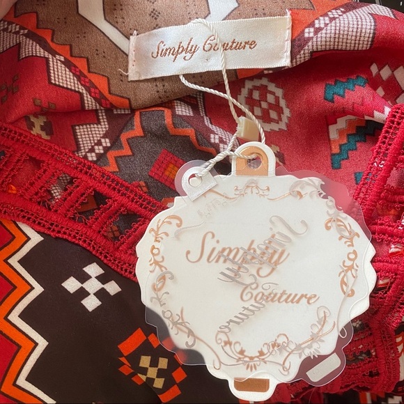 Simply Couture NWT red oriental lined dress size large - Picture 4 of 5